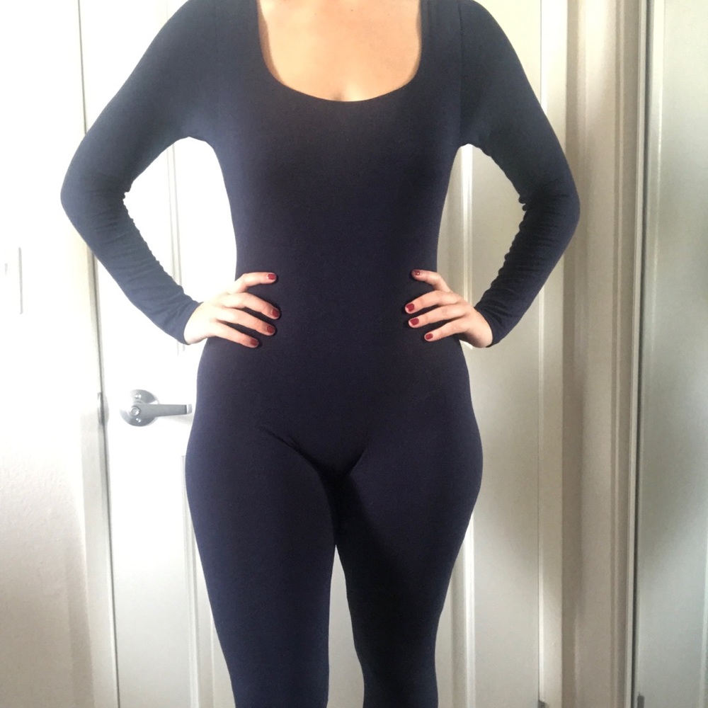 Dark blue long pant/sleeve body suit